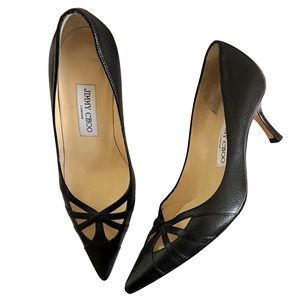 Jimmy Choo Leather Kitten Heels Black Size 35 New without Tags